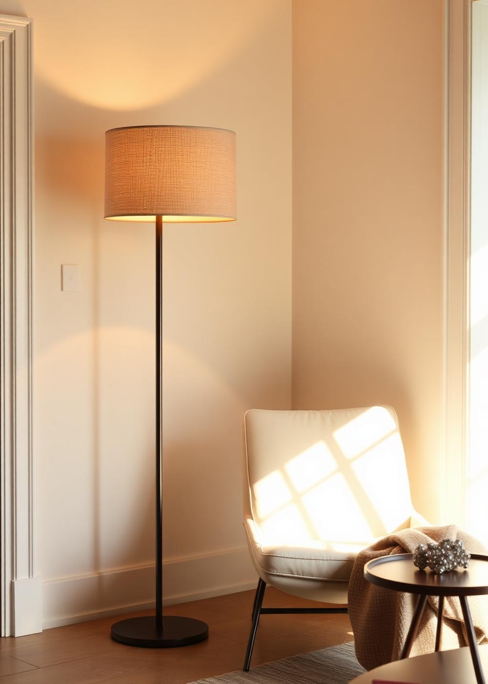 Floor lamp beside a lounge chair